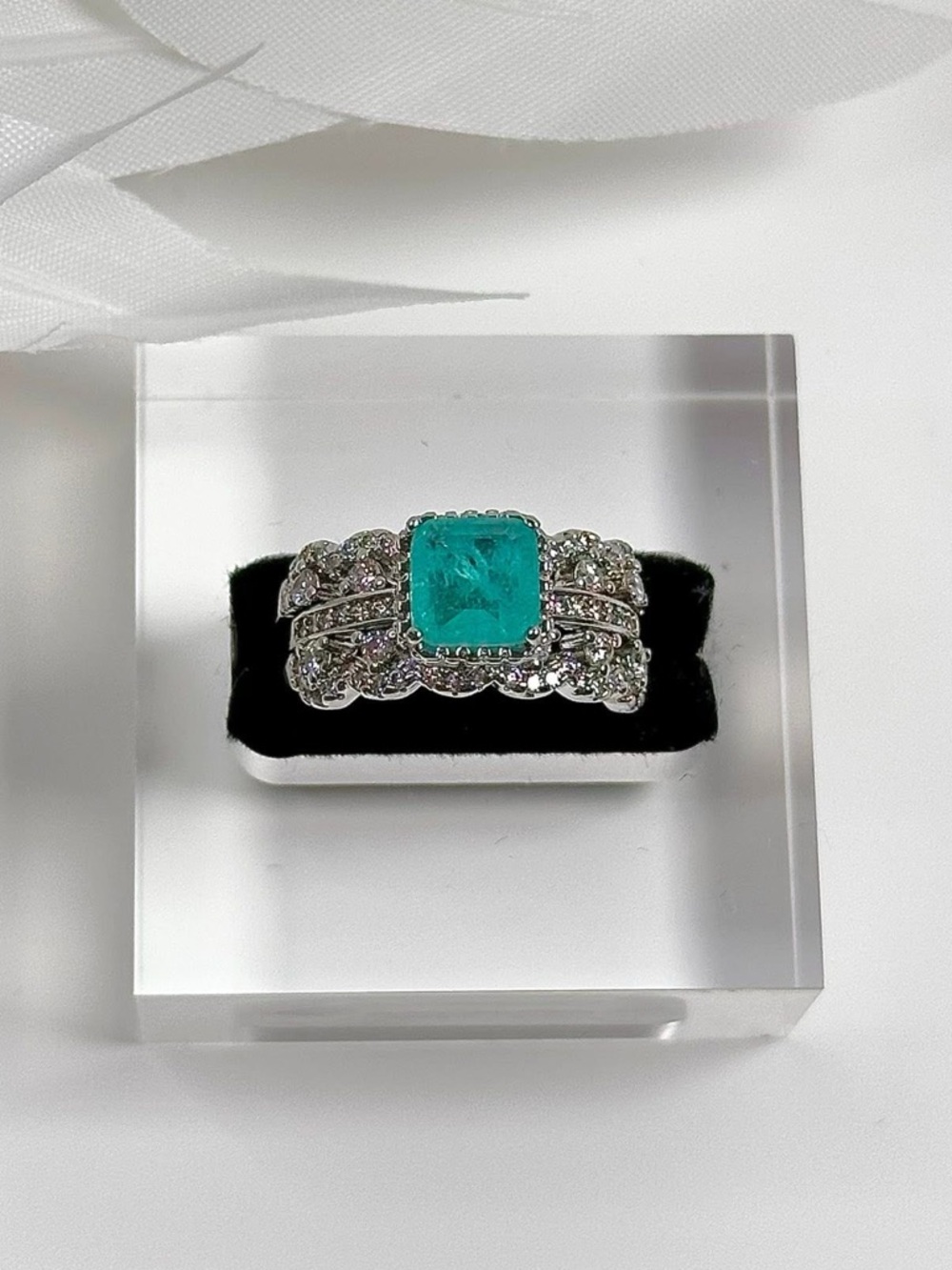 ◾️Luxury Sterling Silver 2pcs Aqua Green Adjustable Ring